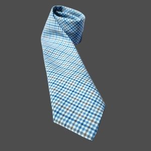 Vintage Perelli Collection Blue and Taupe Plaid Tie